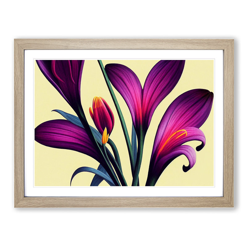 Blissful Flowers - Single Picture Frame Print, Oak