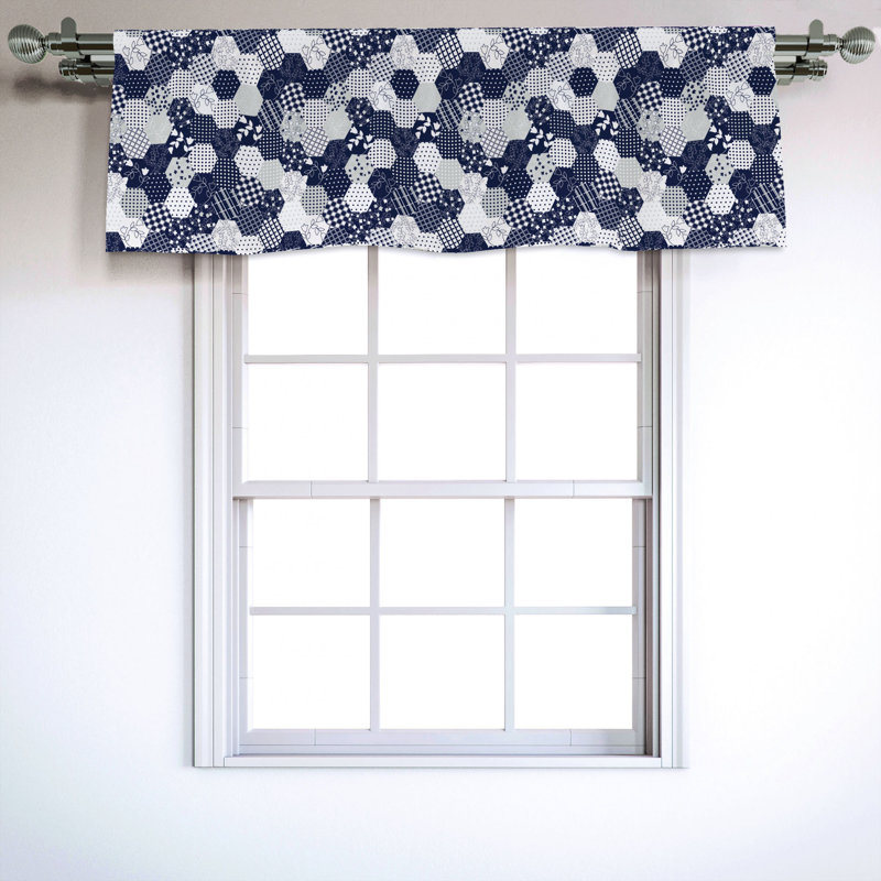 Sateen Geometric Ruffled Window Valance