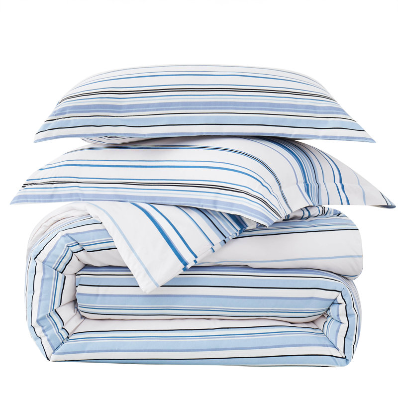 Twin Blue Reversible Down Alternative Microfiber Comforter Set