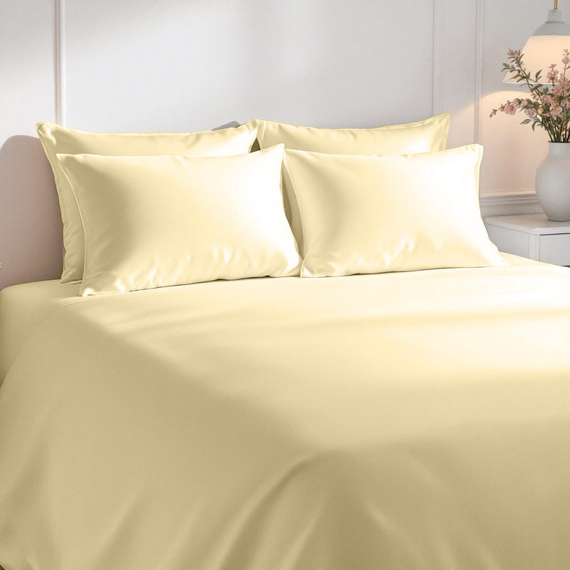 Luxurious Premium Microfiber Sheet Set, California King Sheet Set with  4 Pillowcases, Butter