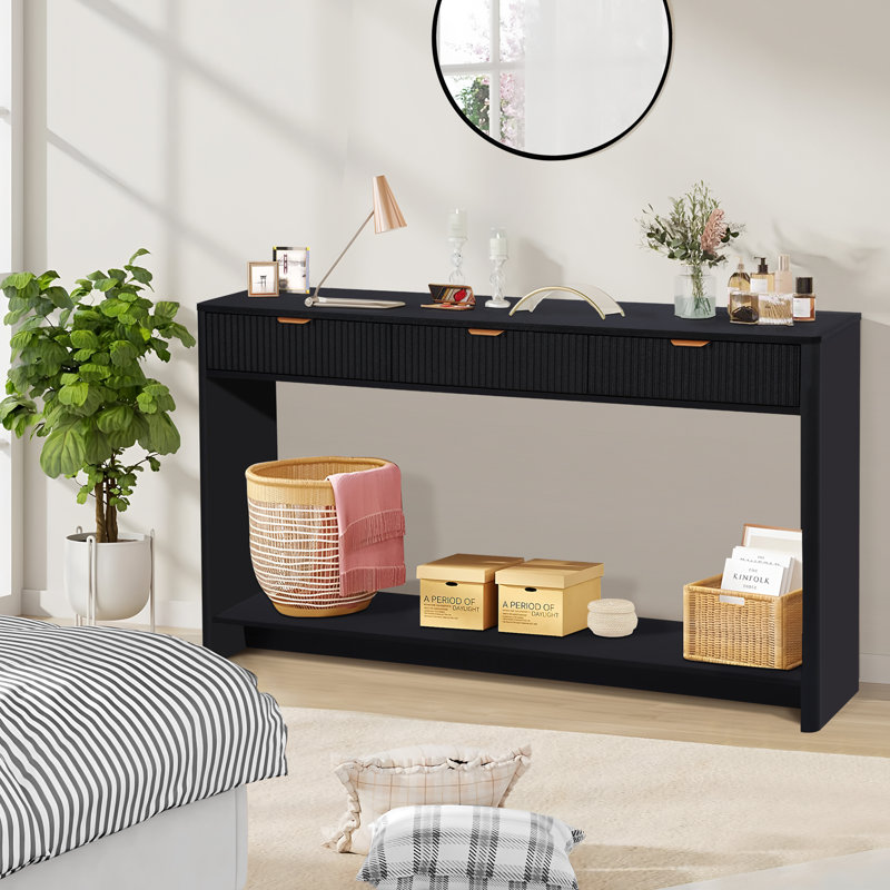Console Mukades, Noir, H 31,49 po x l 55,12 po x P 11,85 po