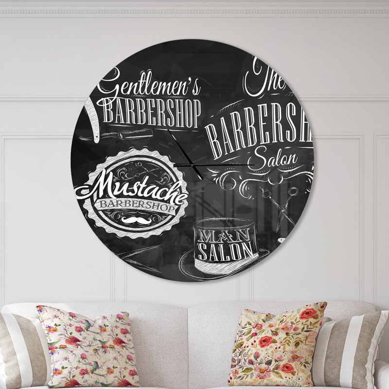 Set Barbershop - Horloge murale moderne, Surdimensionné