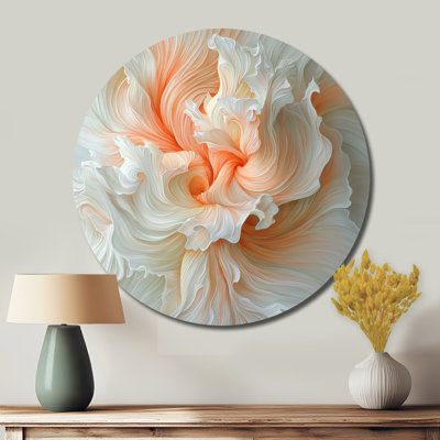 Abstrait fleur crème, pétale symphonie I - pêche traditionnelle, reproduction d'art en métal