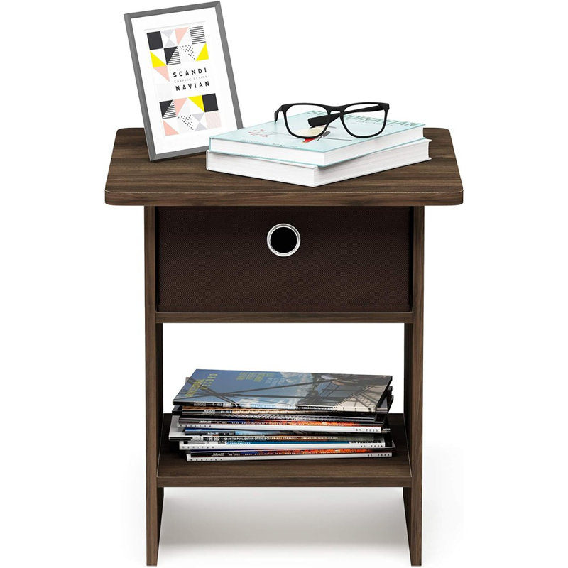 Brigette End Table with Storage, Columbia Walnut/ Dark Brown