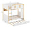 Lit superposé avec garde-corps en forme de maison, tablettes de rangement et lit gigogne-1043292760