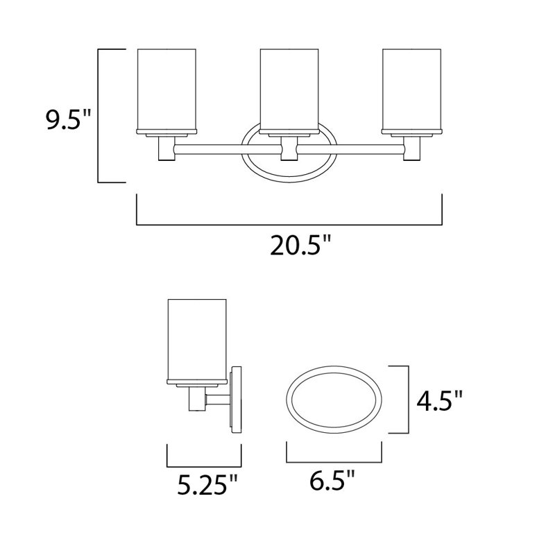 Éclairage pour salle de bain 3 lumières Abhijit, Nickel satiné