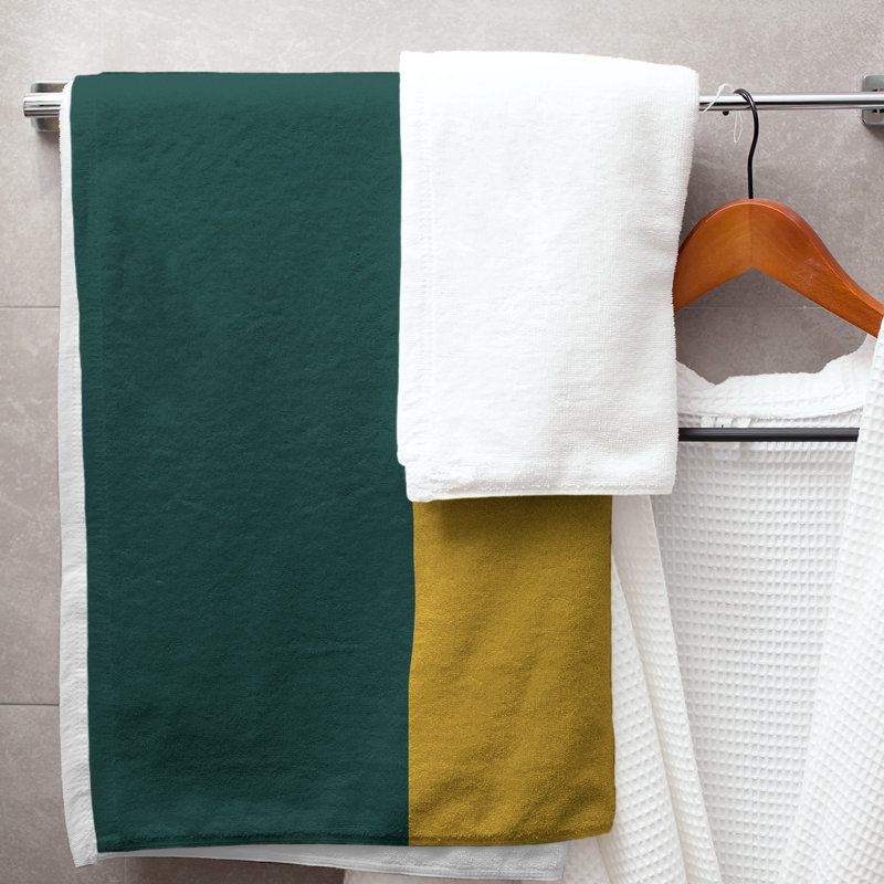 Lightweight Bath Towel, Kelly Green/Gold/Kelly Green, Microfiber