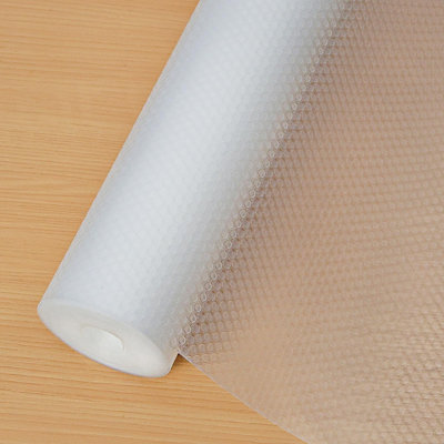 Shelf Liners 22 in x 20 ft EVA Drawer Mats, Non-Adhesive Cupboard Protector, Kitchen Cabinet Lining Fridge Liner (Clear Flat Dot, 56x610cm)