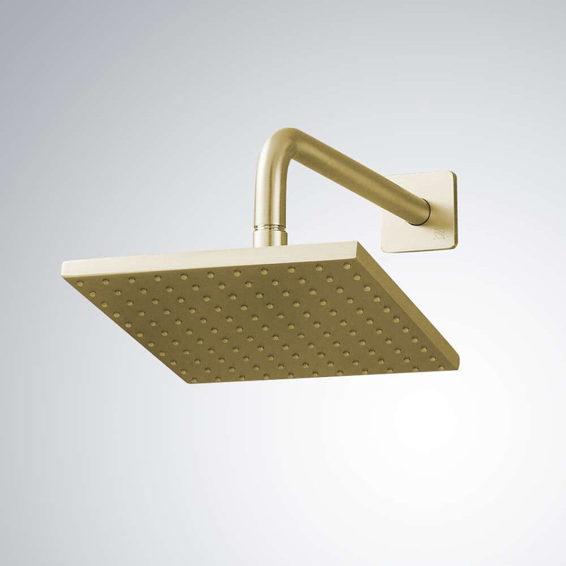 Bravat Square Shower Set with Thermostatic Mixer, Brushed Gold