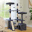 High cat tower with large apartment at the bottom, wide top habitat, multi-level jumping platforms, and sisal scratching posts