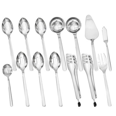 Ensemble 14 pièces d'hôtesse en acier inoxydable 18/10, ustensiles de service