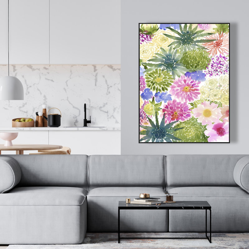 Bundle of Exotic Flowers - Green Floral Canvas Decor