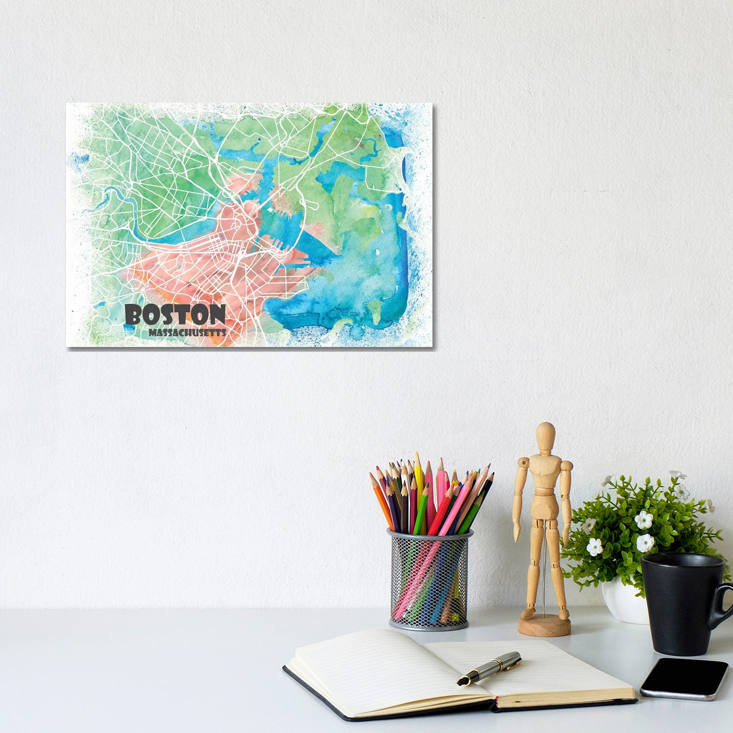 House of Hampton MMB91_Boston Massachusetts Usa Clean Iconic City Map ...