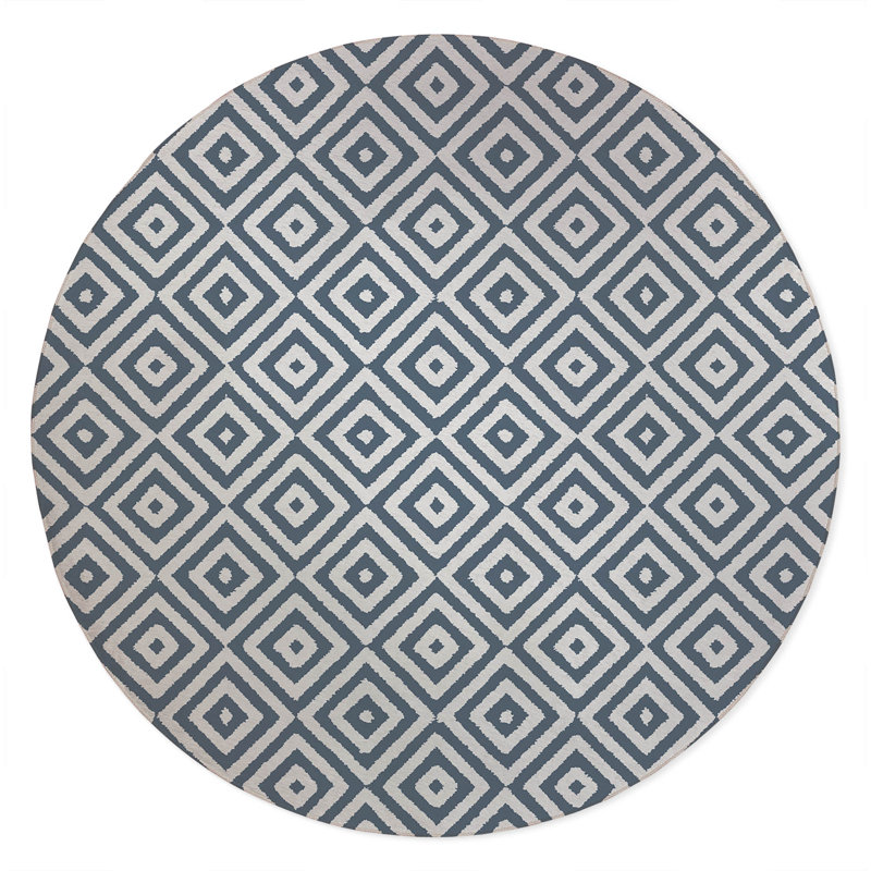 Ikat Eye Non-Slip Outdoor Rug, Round 5'