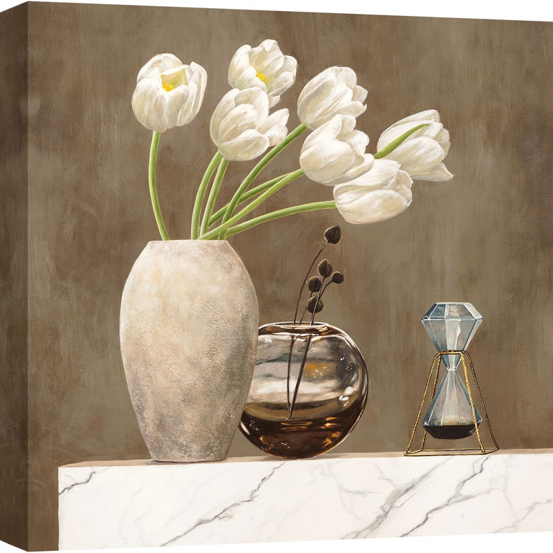 1JT6248 Floral Setting On White Marble I by Jenny Thomlinson - Wrapped Canvas Art Prints, 70cm H x 70cm W