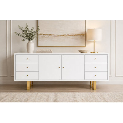Buffet Roma blanc et doré entièrement assemblé