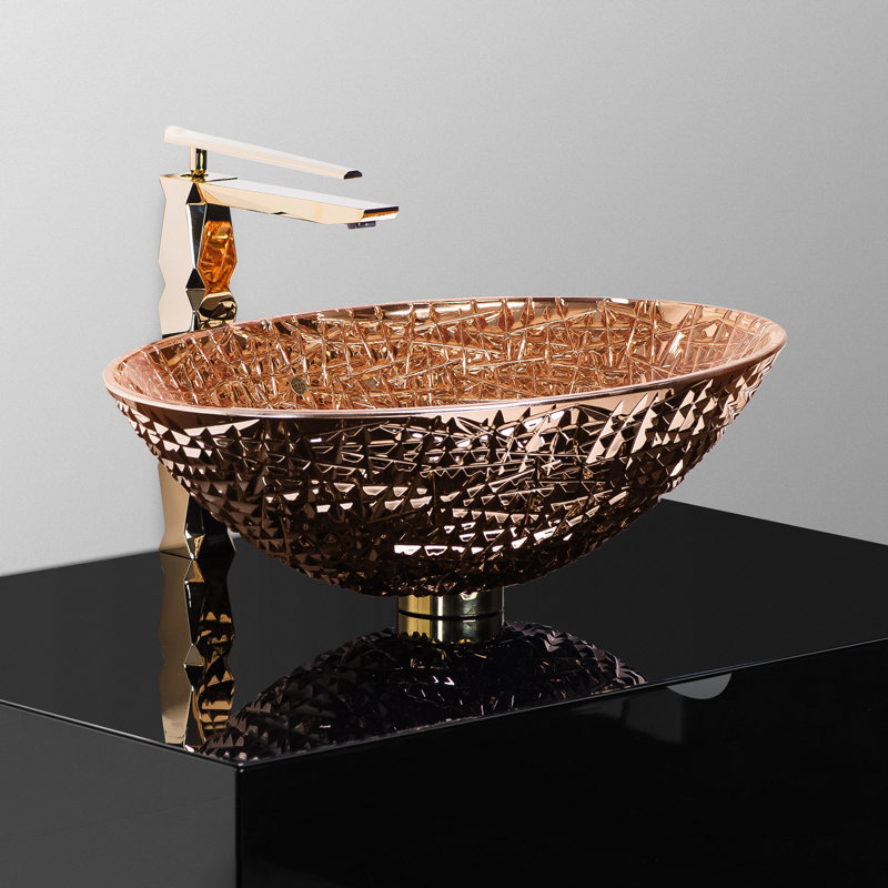 Diamante 20.8'' L Bathroom Sink, Rose Gold
