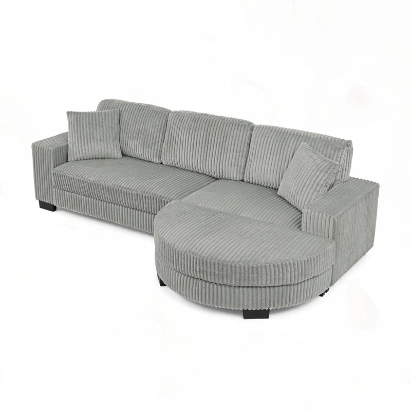 L-Shaped Modular Convertible Sofa, Gray Fabric