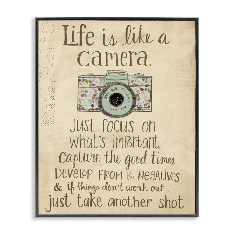 Life Is Like a Camera - Textual Art Print, 16" H x 20" W, Black