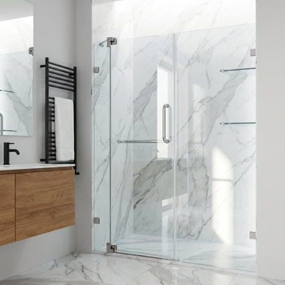 Pirouette 42-48" W x 72" H Pivot Frameless Shower Door with 3/8" Clear Glass