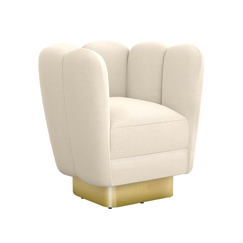Fauteuil demi-tonneau pivotant de 31 po Gallery, Laiton poli, Pure