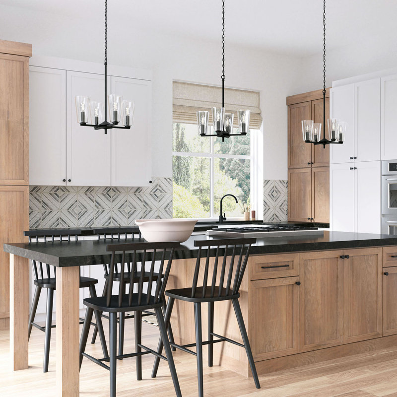 Luminaire suspendu moderne à 4 lumières pour îlot de cuisine , Noir
