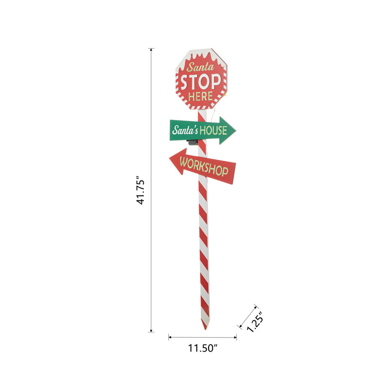 The Holiday Aisle® Kaajal Wooden Christmas Santa Stop Here Garden Stake & Reviews | Wayfair