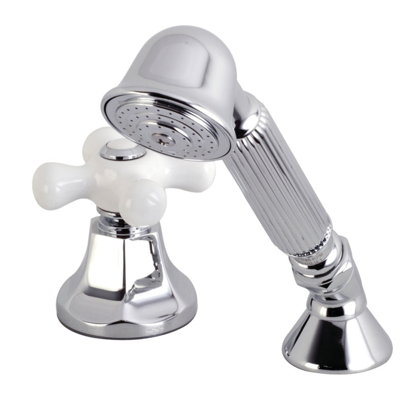 Kingston Brass Deck Mount Hand Shower with Diverter for Roman Tub Faucet, Polished Chrome