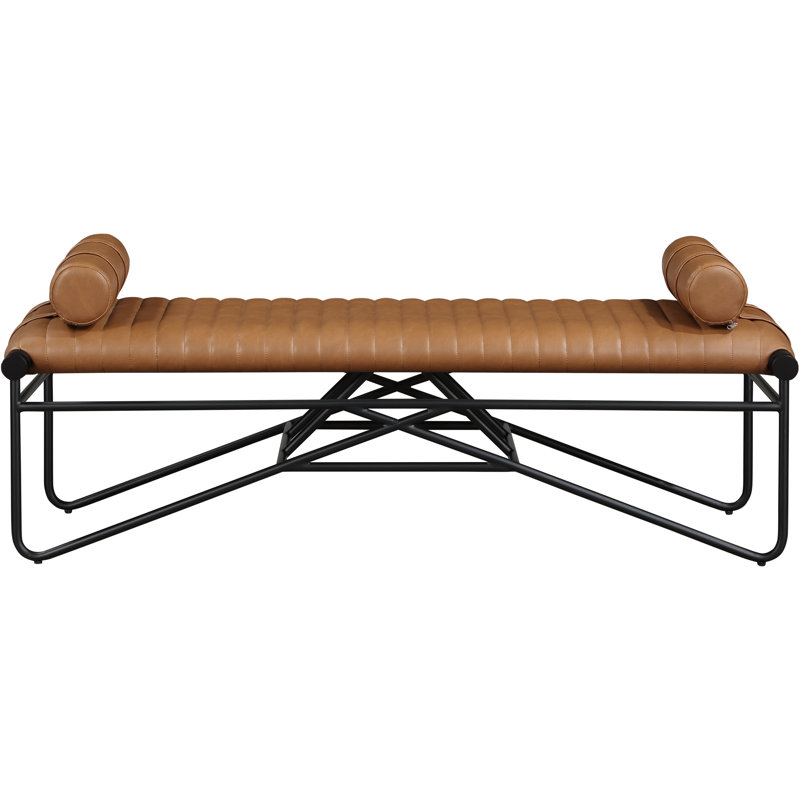Gatsby Pollman Faux Leather Bench, Cognac Vegan Leather