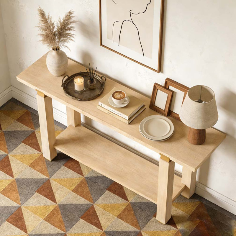 Console 62,2 "Modern Minimalist Console, table d'entrée en bois massif, Naturel