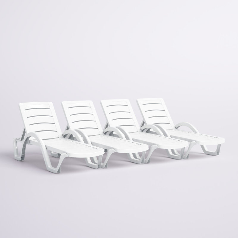 Accomac Outdoor Chaise Lounge, White