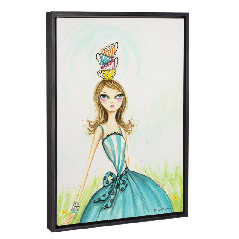 Art de noël à thé, H 26 po x l 18 po x P 1,5 po, Toile avec cadre noir patiné