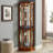 6 Shelf Lighted Corner Curio Cabinet With Adjustable Tempered Glass Shelves And Mirror Back(E26 Light Bulb Not Included)-1615673186
