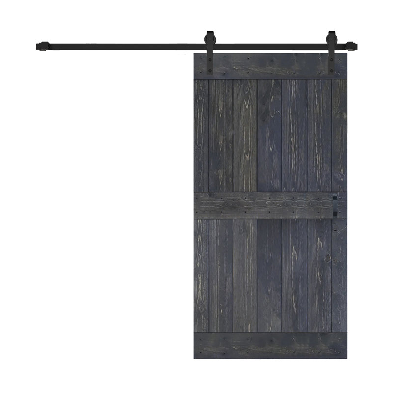 Porte de grange coulissante à finition couleur H Series avec quincaillerie à assembler requise, 28 po x 90 po, Gris foncé