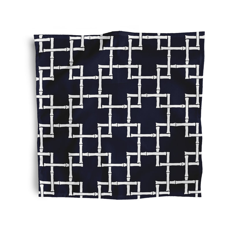 Kwaun Polyester Geometric Square Napkin, Navy