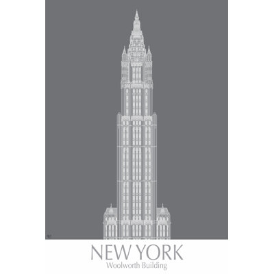 New York Woolworth Building Monochrome - Wrapped Canvas Print