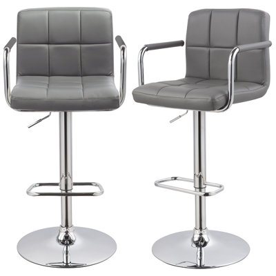 Amjed Swivel Upholstered Adjustable Height Counter Stool