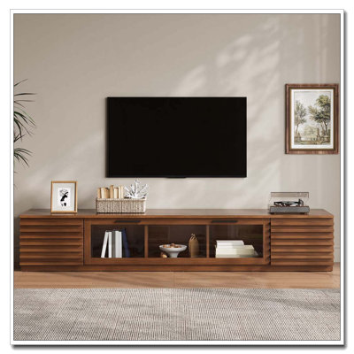 70-inch Modern TV Stand for TVs up to 80", Entertainment Center with Cable Management, Soft-Closing Hinges and LED Light