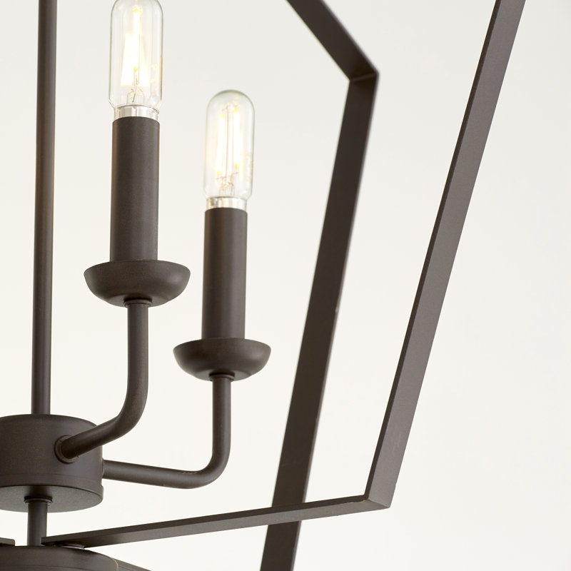 Tetrault 4 - Light Dimmable Lantern Chandelier, Oiled Bronze