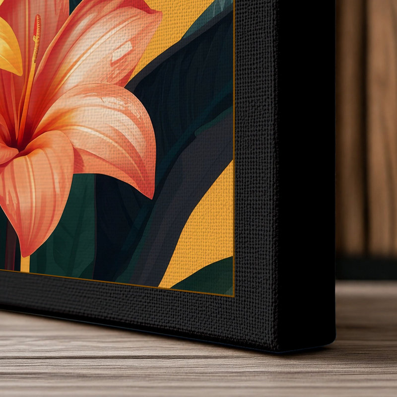 Tropical Blooms Botanical - Wrapped Canvas, 30x20 - 76.2 x 50.8 cm, Black Border