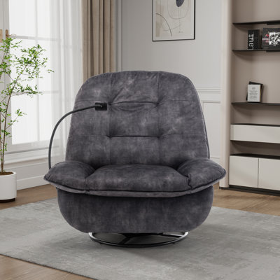 Fauteuil oscillant inclinable pivotant de 41,28 po avec support pour téléphone