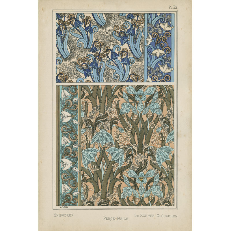 Nouveau Floral Design VII - Wrapped Canvas Print, 91cm H x 61cm W x 3.8cm D
