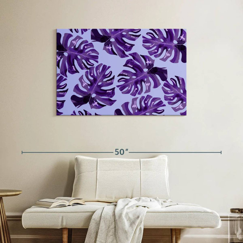 Lark Manor Harnek Purple Monstera Leaves | Wayfair
