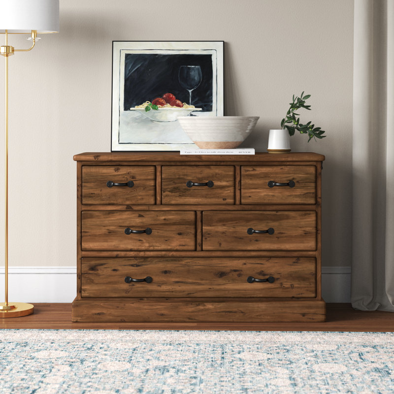 Broussard Solid Wood 122cm W 6 - Drawer Chest of Drawers