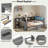 Wood Daybed With Storage Shelves, 2 Drawers, Charging Station, Led, Desk And Upholstered Headboard-474995506-474995502