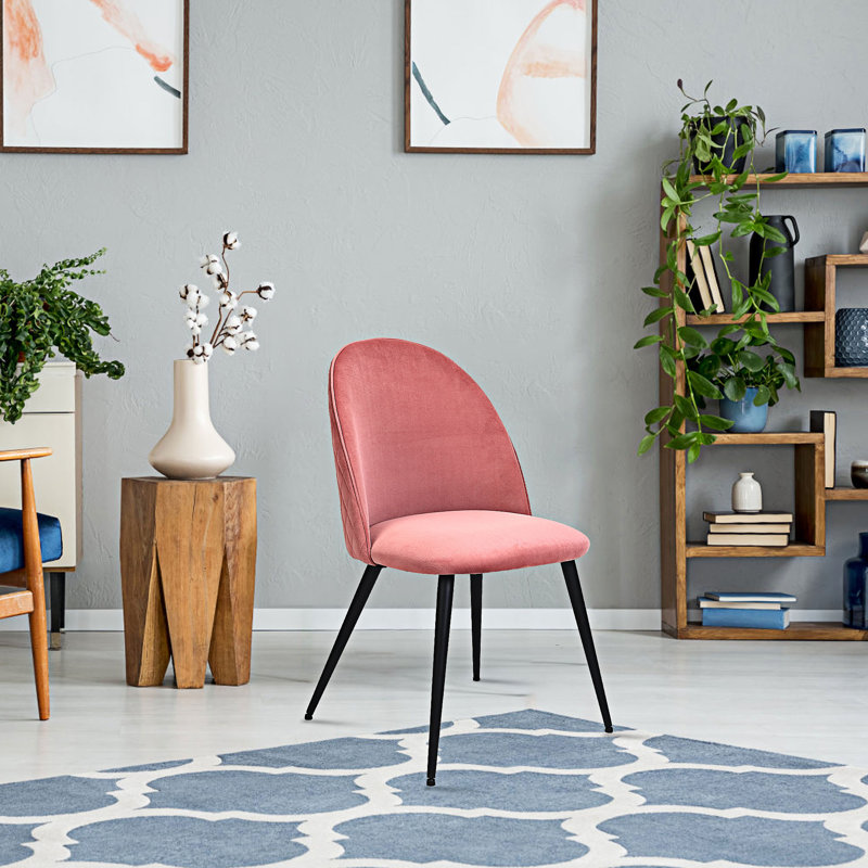 Chaise d'appoint rembourrée capitonnée en bois manufacturé, Rose