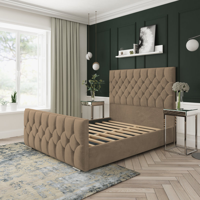 Upholstered Platform Bed, Single (3'), Mink