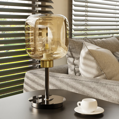 Mid Century Modern Table Lamp Gold Glass Desk Lamp Minimalist