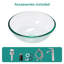 Lavabo de salle de bain vasque en verre trempé avec robinet chromé et drain escamotable, transparent