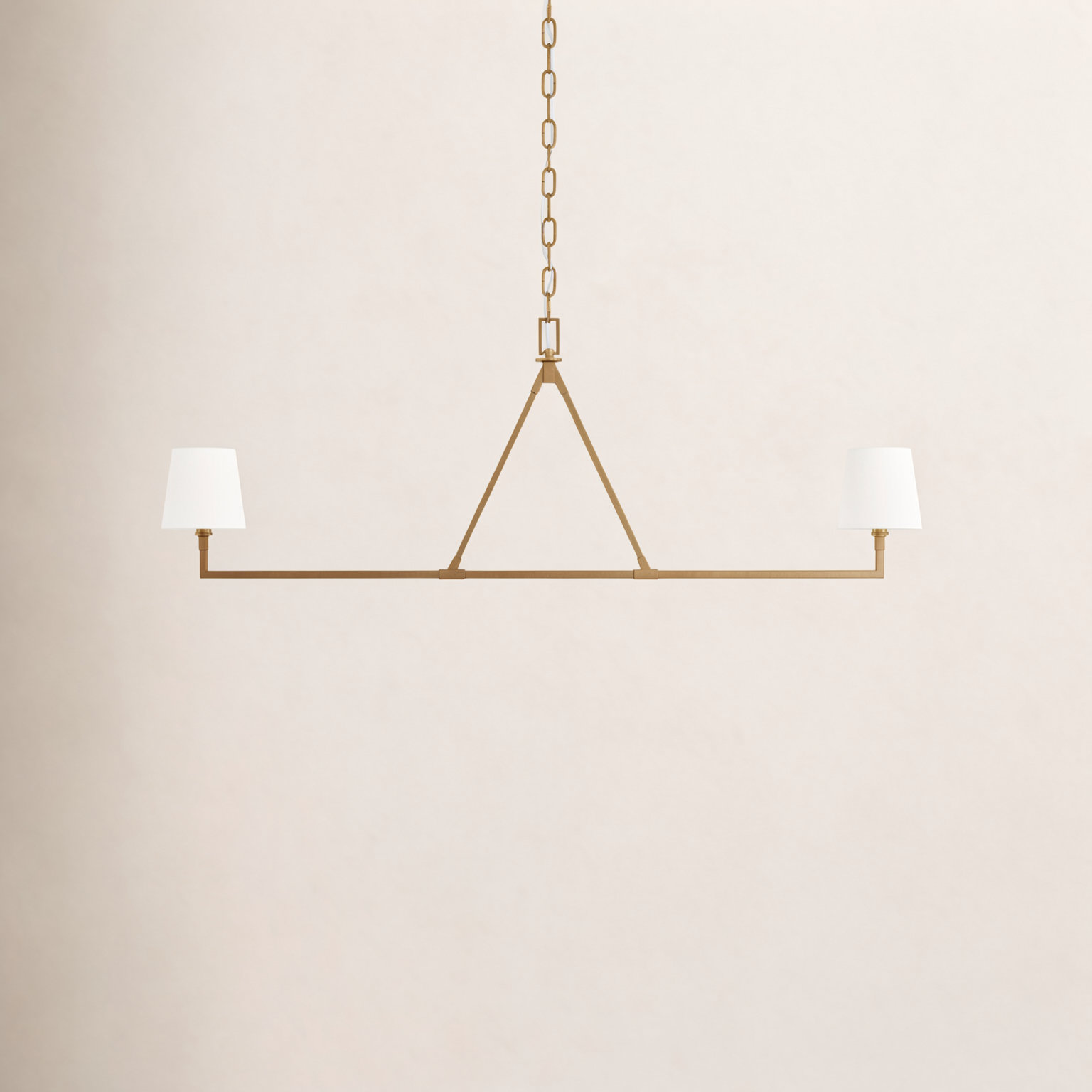 2 - Light Dimmable Linear Chandelier, Burnished Brass